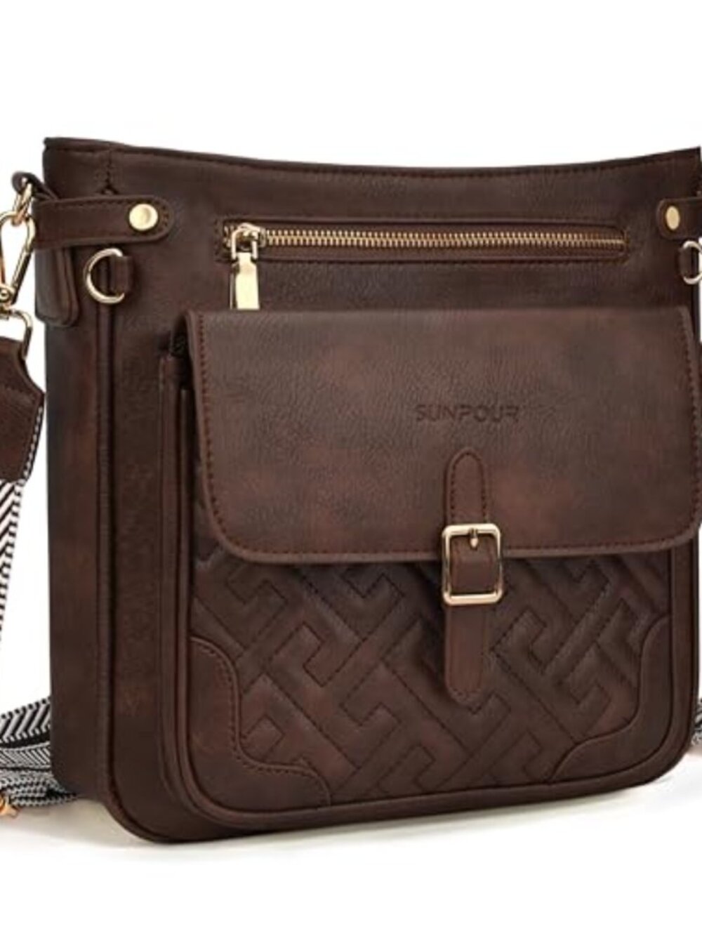 Quilted Vegan Leather Large Crossbody Bag RFID Womens Travel Purse